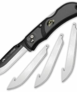 Outdoor Edge 3.0 Razorlite EDC RLY30-50, 3.0" Japanese 420J2 Stainless Interchangeable Blades, Black Grivory w/ Rubberized TPR Inserts