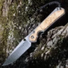 Chris Reeve Small Sebenza 31 Box Elder Burl Inlay, 2.99" CPM S45VN Stonewashed Drop Point Blade, Matt-Blasted Handle (S31-1108)