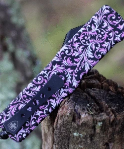 Templar Knife Co. Templar Premium Lightweight Small OTF -Alum. Pink Fleur (3" D2 Blk Dagger) SA-PKF-12-1 -Buck Knives Sales SAPKF 90946.1634829251
