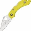 Spyderco Knives Spyderco C28SYL2 Dragonfly 2 Salt, 2.25" H-1 Serrated Blade, Yellow FRN Handle