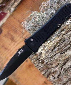 SOG Spec Elite II Auto SE-62, 4.0" Drop Point Black Blade, Black Aluminum Handle