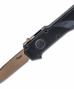 Hogue SIG Sauer Compound Emperor Scorpion OTF 36030, 3.5" S30V Flat Dark Earth PVD Clip Point Plain Blade, Solid Black G-10 Handle
