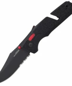 SOG 11120257 Trident MK3 AT-XR 3.75" D2 Black Combo Edge, Red and Black GRN Handles