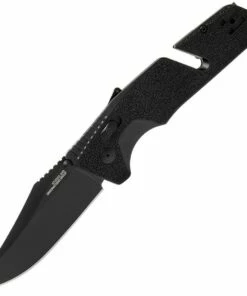 SOG Trident AT - Blackout 11-12-05-57, 3.7" D2 Black Clip Point Plain Blade, Black GRN Handle