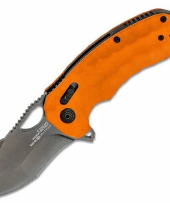 SOG Kiku XR LTE - Blaze 12-27-03-57, 3.02" CTS-XHP Gray Tanto Plain Blade, Orange G-10 Handle with Carbon Fiber Liners