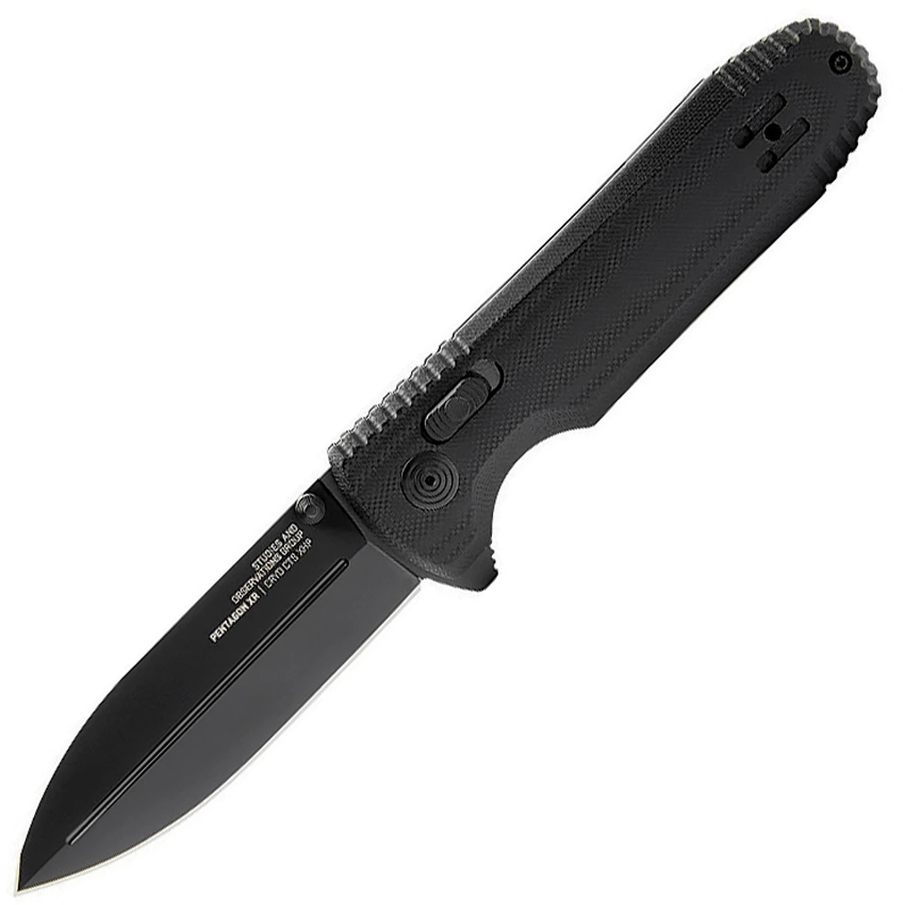 SOG Pentagon XR - Blackout 12-61-01-41 , 3.6" CTS-XHP Black Spear Point Plain Blade, Black G-10 Handle 1 SOG Pentagon XR - Blackout 12-61-01-41 , 3.6" CTS-XHP Black Spear Point Plain Blade, Black G-10 Handle