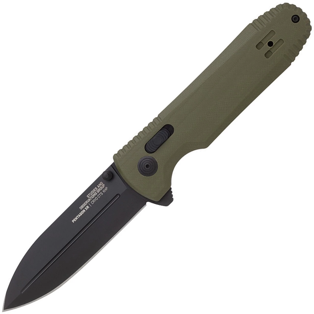 SOG Pentagon XR - OD Green 12-61-02-57, 3.6" CTS-XHP Black Spear Point Plain Blade, OD Green G-10 Handle 1 SOG Pentagon XR - OD Green 12-61-02-57, 3.6" CTS-XHP Black Spear Point Plain Blade, OD Green G-10 Handle