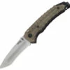 SOG Kiku Assisted Folding Knife KU-3003, 3.5" CPM-S35VN Satin Compound Tanto Plain Blade, Green Linen Micarta Handle