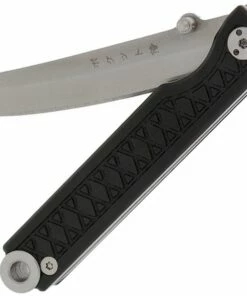 StatGear Pocket Samurai Folding Knife STAT102, 2.1" 44OC Satin Plain Blade, Black Aluminum Handle