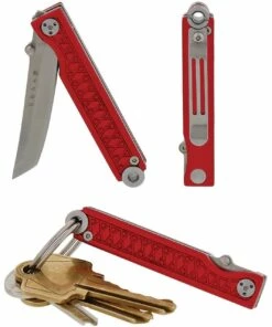 StatGear Pocket Samurai Folding Knife STAT106, 2.1" 44OC Satin Plain Blade, Red Aluminum Handle -Buck Knives Sales STAT106 2 89269.1619812108