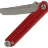 StatGear Pocket Samurai Folding Knife STAT106, 2.1" 44OC Satin Plain Blade, Red Aluminum Handle
