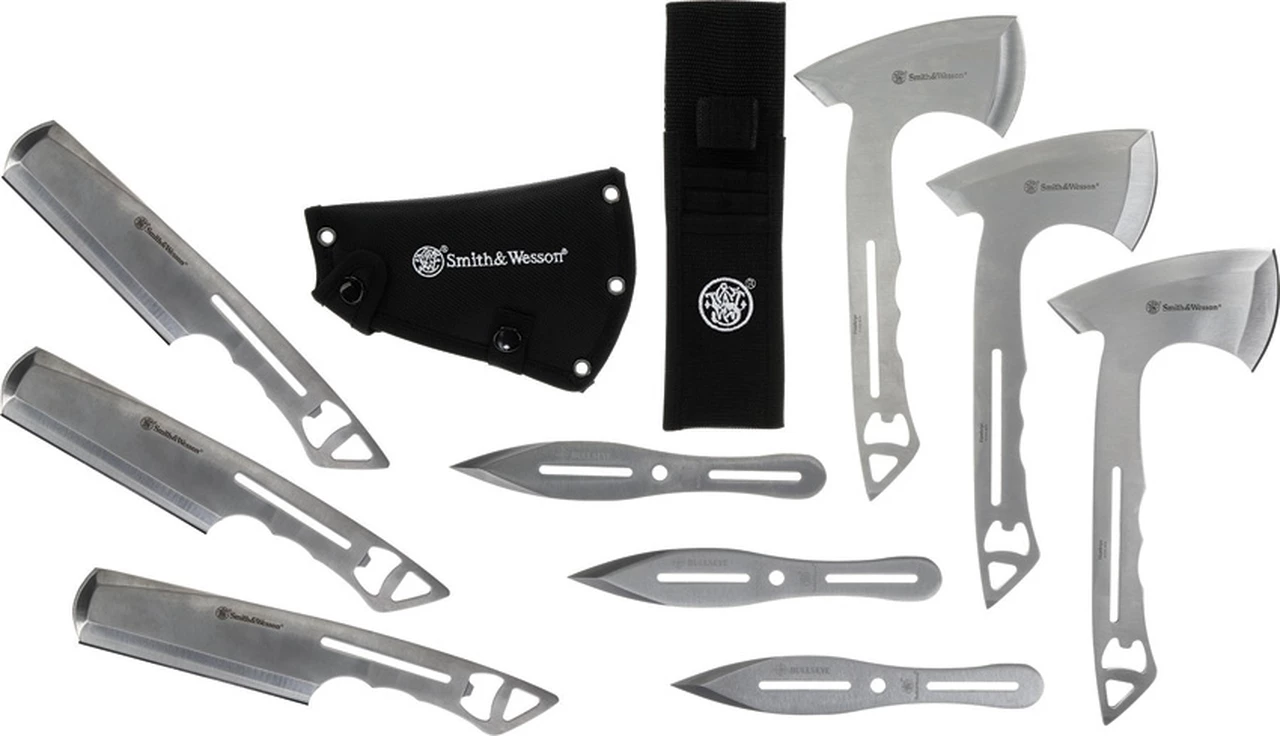 Smith and Wesson Smith & Wesson Bullseye Throwing Knife Set 1139486, 9 Throwing knives w/ Synthetic Sheaths 1 Smith and Wesson Smith & Wesson Bullseye Throwing Knife Set 1139486, 9 Throwing knives w/ Synthetic Sheaths