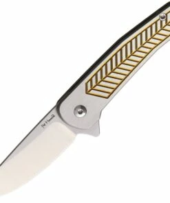 Alliance Designs ALS1GO Scout Framelock Gold, 2.4" RWL34 Plain Blade, Anodized Handle