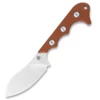 QSP Knife Neckmuk Neck Knife QS125-E, 2.875" D2 Plain Blade, Brown Linen Micarta Handle