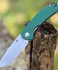 Kansept Knives Kansept Mini Accipiter Front Flipper - Green Alum. (3" 154CM SW) T2007A4