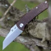Kansept Knives T2015A5 Little Main Street Folding Knife, 2.25" 154CM Reverse Tanto Satin Plain Blade, Brown Micarta Handle