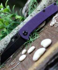 Kansept Knives T2015A6 Little Main Street Folding Knife, 2.25" 154CM Reverse Tanto Black Plain Blade, PuRple G10 Handle