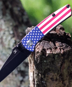 Kansept Knives Little Main Street KT2015F, 2.26" 154CM Black Plain Blade, G-10 American Flag Handle (Limited To 100)