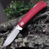 Kansept Knives Kansept Wedge Back Lock T2026B2, 2.45" 154CM Stonewashed Plain Blade, Red G-10 Handle