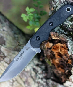 Tops Tex Creek, 1095 High Carbon Steel, Black Canvas Micarta Handle
