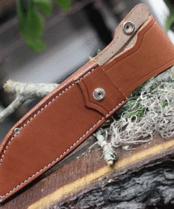 Bark River Knives Teddy Fixed Blade 08-114M-NC, 6.25" A2 Tool Steel Satin Blade, Natural Canvas Micarta Handle, Brown Leather Sheath -Buck Knives Sales Teddy sheath 99399.1621534342