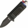 Wild Boar Knife and Lighter Holder 1021, 1.75" Stainless Blade, Black Aluminum Handle (Holds Standard Lighter)