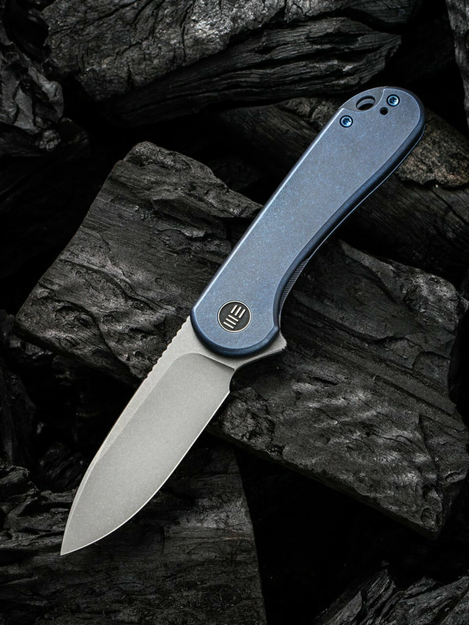 We Knife Co. WE Knife Elementum Frame Lock - Blue Ti (3" CPM 20CV Gray SW) WE18062X-2 1 We Knife Co. WE Knife Elementum Frame Lock - Blue Ti (3" CPM 20CV Gray SW) WE18062X-2