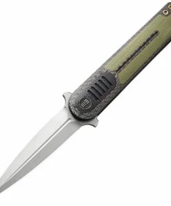 WE Knife Co. Angst 2002A, 3.06" CPM S35VN Stonewashed Dagger Blade, OD Green G-10 and Black Twill Carbon Fiber Handle