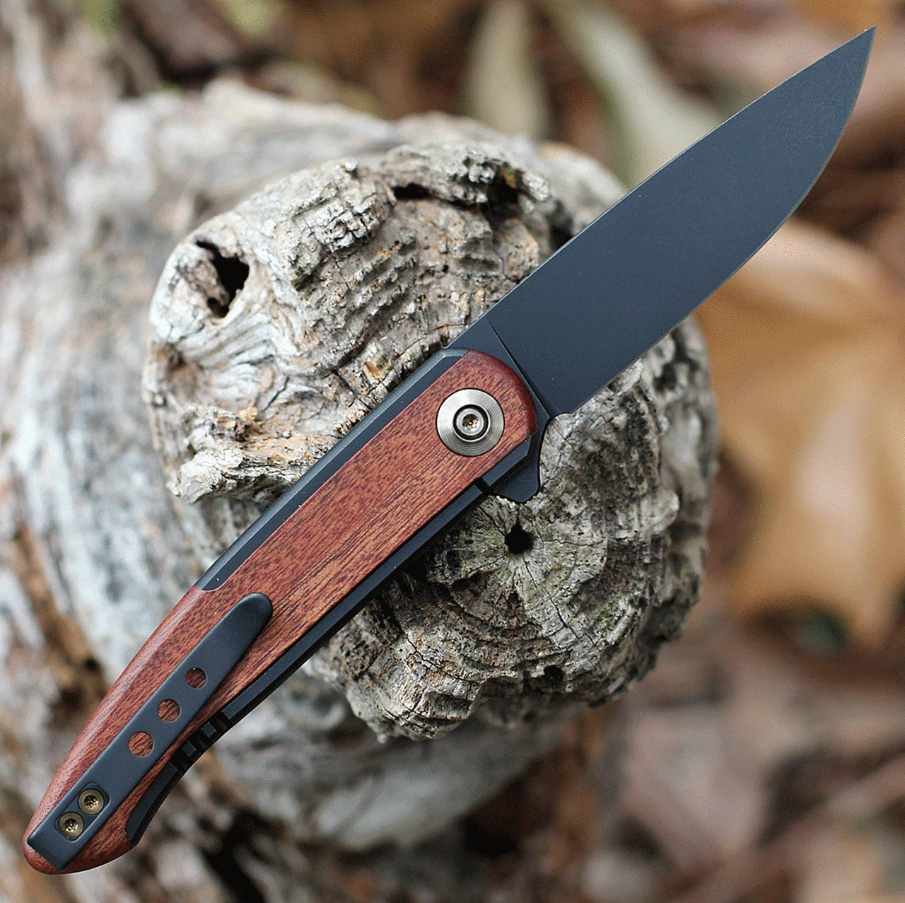 We Knife Co. WE Knife Smooth Sentinel - Blk Ti/Cuiboutia (3" CPM 20CV Blk) WE20043-3 2 We Knife Co. WE Knife Smooth Sentinel - Blk Ti/Cuiboutia (3" CPM 20CV Blk) WE20043-3 - Image 2