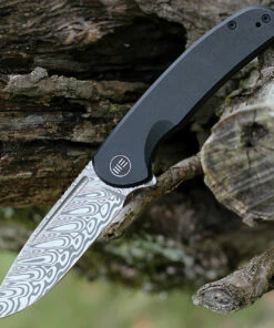 We Knife Co. WE Knife Beacon - Black Ti (3.5" Hakkapella Damasteel) WE20061B-DS1