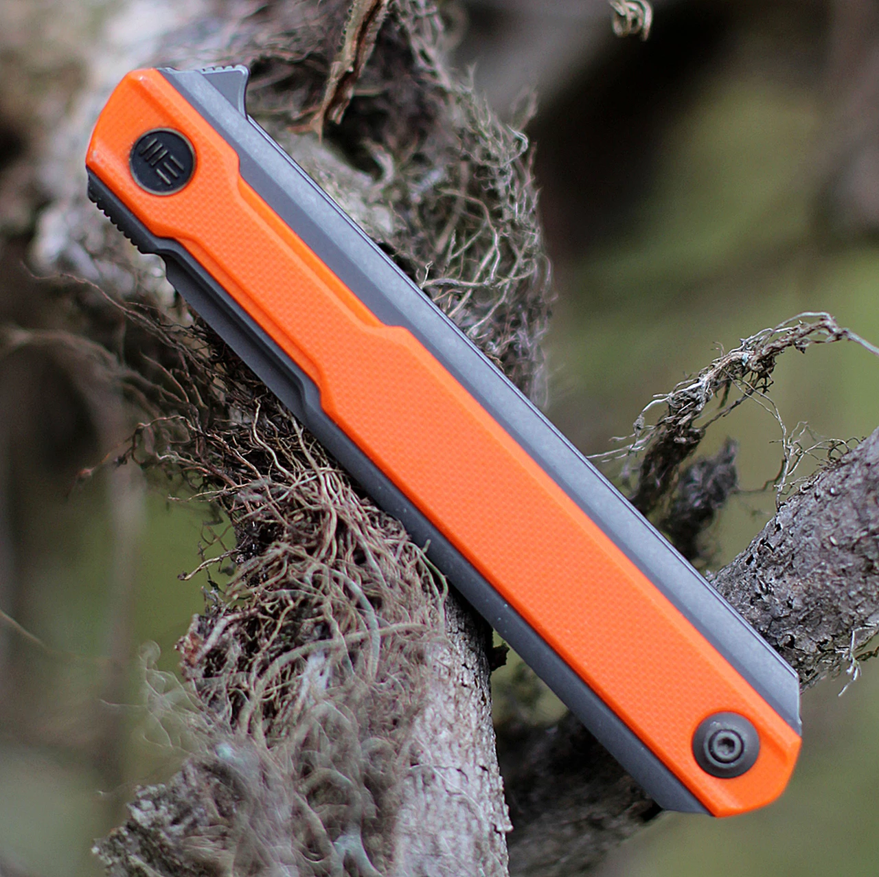 WE Knife Co. Peer, 2015A, 3.5" CPM 20CV Stonewashed Blade, Gray Titanium Handle with Orange G-10 Overlay 3 WE Knife Co. Peer, 2015A, 3.5" CPM 20CV Stonewashed Blade, Gray Titanium Handle with Orange G-10 Overlay - Image 3