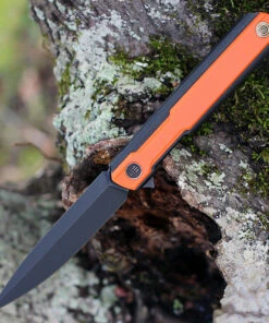 WE Knife Co. Peer, 2015B, 3.5" CPM 20CV Black Blade, Black Titanium Handle with Orange G-10 Inlay