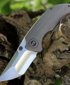 WE Knife Co. Thug 2103A, 2.69" CPM-20CV Satin Compound Tanto Blade, Gray Titanium Handle