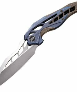 We Knife Co. 906E Arrakis Framelock, 3.5" Bohler M390 Plain Blade, Blue/Brown Titanium Handle