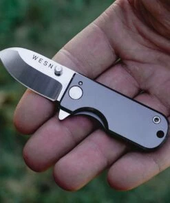 WESN Goods Microblade Folding Knife, 1.50" AUS-8 Satin Plain Blade, Black Titanium Handle -Buck Knives Sales WESN011 2 33019.1617818500