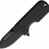 WESN Goods Microblade 2.0 Folding Knife, 1.5" D2 Black Drop Point Plain Blade, Black Titanium Handle