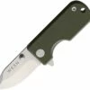 WESN Goods Microblade 2.0 Folding Knife, 1.50" D2 Satin Plain Blade, Green G-10 Handle and Titanium Back Handle