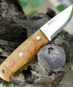 Helle 630 Wabakimi, 3.307" Triple Laminated SS Plain Blade, Curle Birch Handle