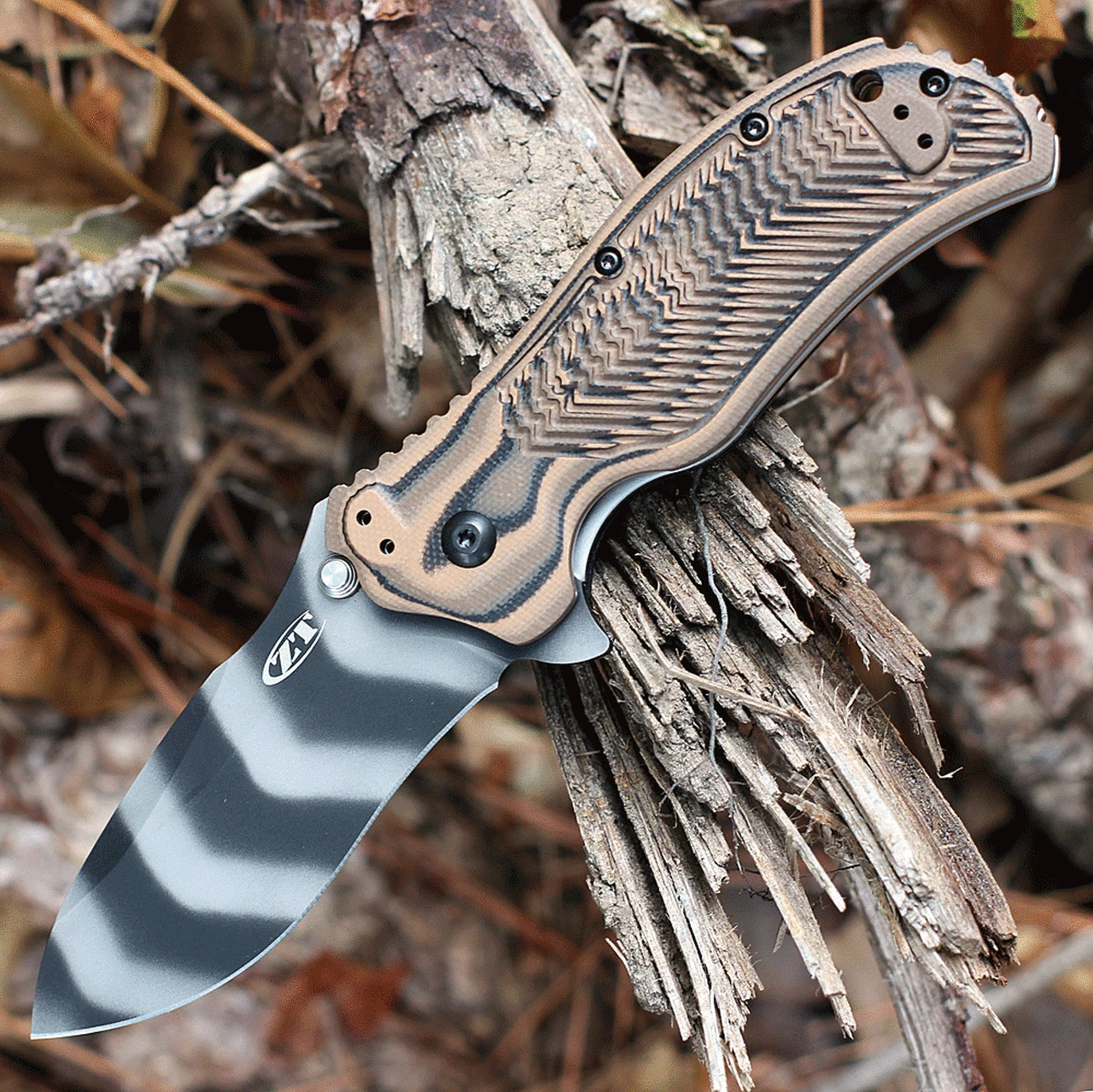 Zero Tolerance Hyena Brown (3.25" S30V Tiger Stripe) - 0350TS-HB 1 Zero Tolerance Hyena Brown (3.25" S30V Tiger Stripe) - 0350TS-HB