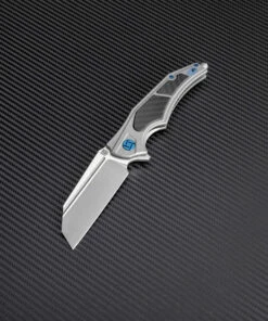 Artisan Cutlery Artisan Apache ATZ1813GGYM, 3.82" M390 Plain Blade, Gray Titanium/Carbon Fiber Handle