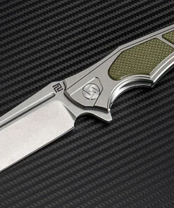 Artisan Cutlery Artisan Apache ATZ1813PGGN, 3.7" D2 Plain Blade, Gray/Green Aluminum/G-10 Handle