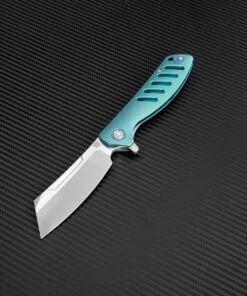 Artisan Cutlery Artisan Tomahawk ATZ1815GGNM, 3.75" M390 Plain Blade, Green Titanium Handle