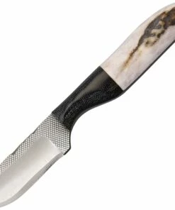 Anza Knives Anza Fixed Blade AZ81E, 2 1/4 in Carbon Steel Plain Blade, Stag/Wood Handle