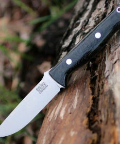 Bark River Knives Bark River 013MBC Gunny, 3.75" S35VN Plain Blade, Black Canvas Micarta Handle