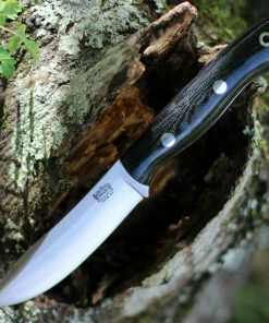 Bark River Knives Mini Aurora Hunter BA06028MBC, 3.71" CPM 3V Plain Blade, Black Canvas Micarta Handle