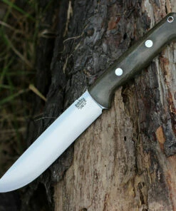 Bark River Knives Bark River Bravo 1.5 Field LT, 5.8" CPM 3V Plain Blade, Green Canvas Micarta Handle