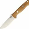 Bark River Knives Bark River 111MNC Bravo 1, 4.25" A-2 Plain Blade, Natural Canvas Micarta Handle, Leather Sheath