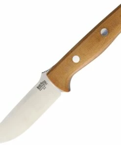 Bark River Knives Bark River 111MNC Bravo 1, 4.25" A-2 Plain Blade, Natural Canvas Micarta Handle, Leather Sheath