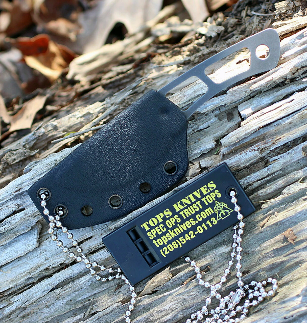 TOPS TBKP01 Backup Neck Knife, 2.38" 1095 Plain Blade, Skeletonized Handle 3 TOPS TBKP01 Backup Neck Knife, 2.38" 1095 Plain Blade, Skeletonized Handle - Image 3