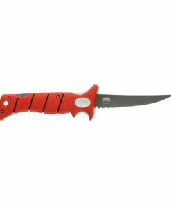 Bubba Blade Bubba Lucky Lew 15FK, 5" Titanium Nitride Coated Blade, Red TPR Handle